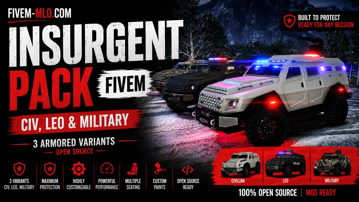 Insurgent Pack FiveM | Civ, LEO & Military | 3 Armored Variants | Open Source